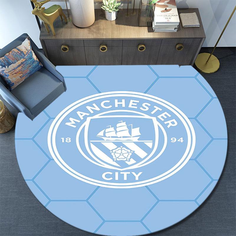MCFC Pattern Round rug,Carpet Rug for Living Room Bedroom Playroom ,Non-slip Floor Mat,Holiday Gifts and Birthday Gifts.