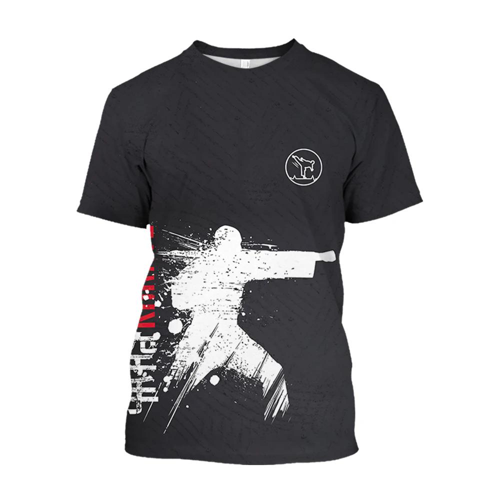 Summer New Men's Top 3D Printed Pattern Karate Leisure Comfortable Sports Fashion Short Sleeve Trendy Fashion Top Round Neck Plu