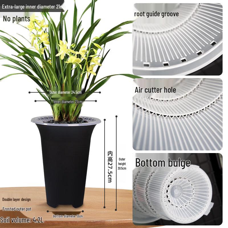 Южусюнь HC 21 см Двухъярусный цветочный горшок из смолы