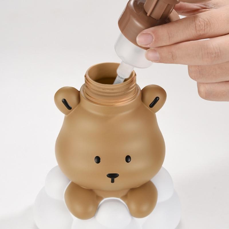 Cartoon Bear Shape Foam Soap Dispenser Foam Dispenser for Bathroom Refillable Hand Sanitizers and Shampoo Pump Bottle