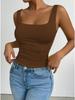 Square Neck  Knit Tank Top Crop Tops Women Summer Camis Solid Color Camisole Fashion SportsTube Female Sleeveless Cropped Y2K Girl Clothes