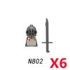 MOC Medieval Knight Castle Figures Building Blocks Weapon Wolf Swordsmen Guard Bow Arrow Shield Flags Warhorse Toys Gifts S002