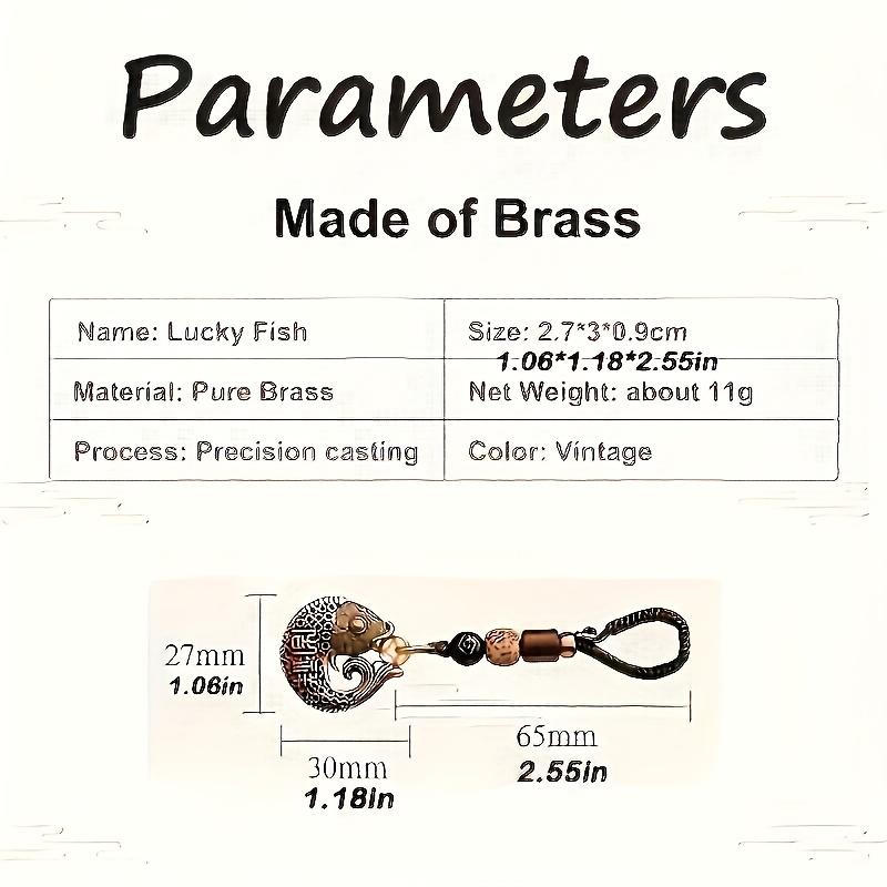 Handwoven Rope Pure Copper Goldfish Pendant Car Keychain Hollow Design Creative Gift for Men