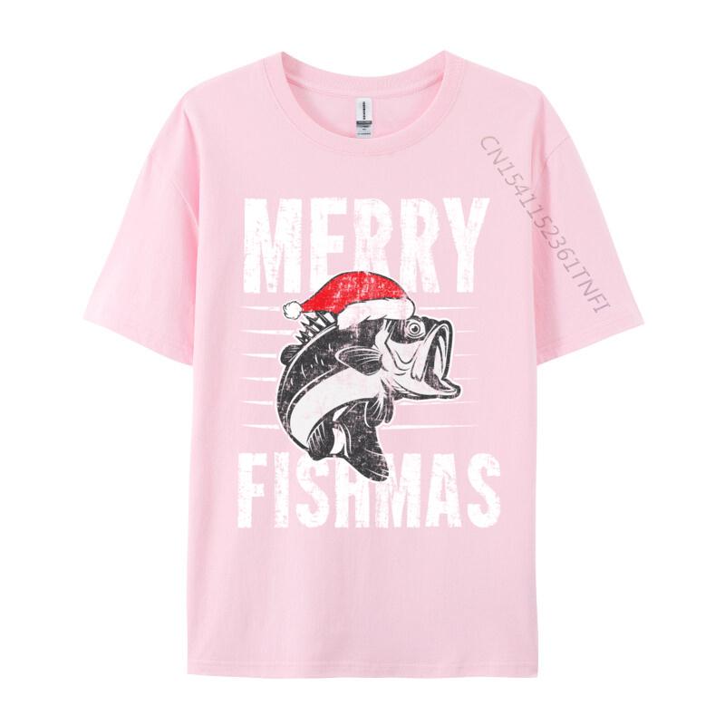 Merry Fishmas Funny Fishing Christmas Tshirt Tops Tees Crew Neck Cotton Fabric Unisex Tshirts Hip Hop Tops Shirt Prevailing