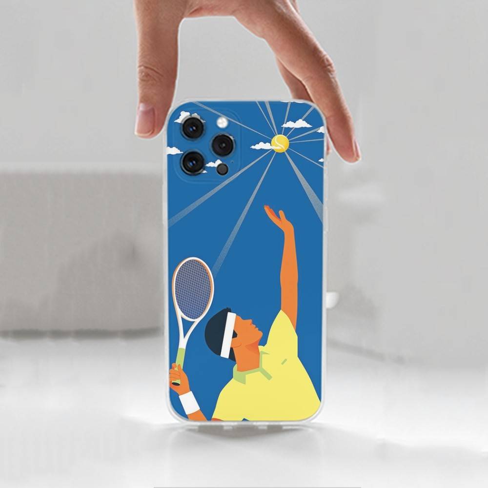 Tennis Sport For iPhone Max,14,SE,12,15,Pro,17,Plus,11,XS,Mini,16,X,13,XR,Transparent Soft Cover Case