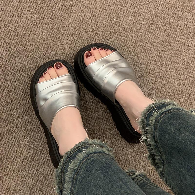 Summer Women Platform Thick Bottom Slippers Open Toe Slide Ladies Casual Beach Vacation Sandalias