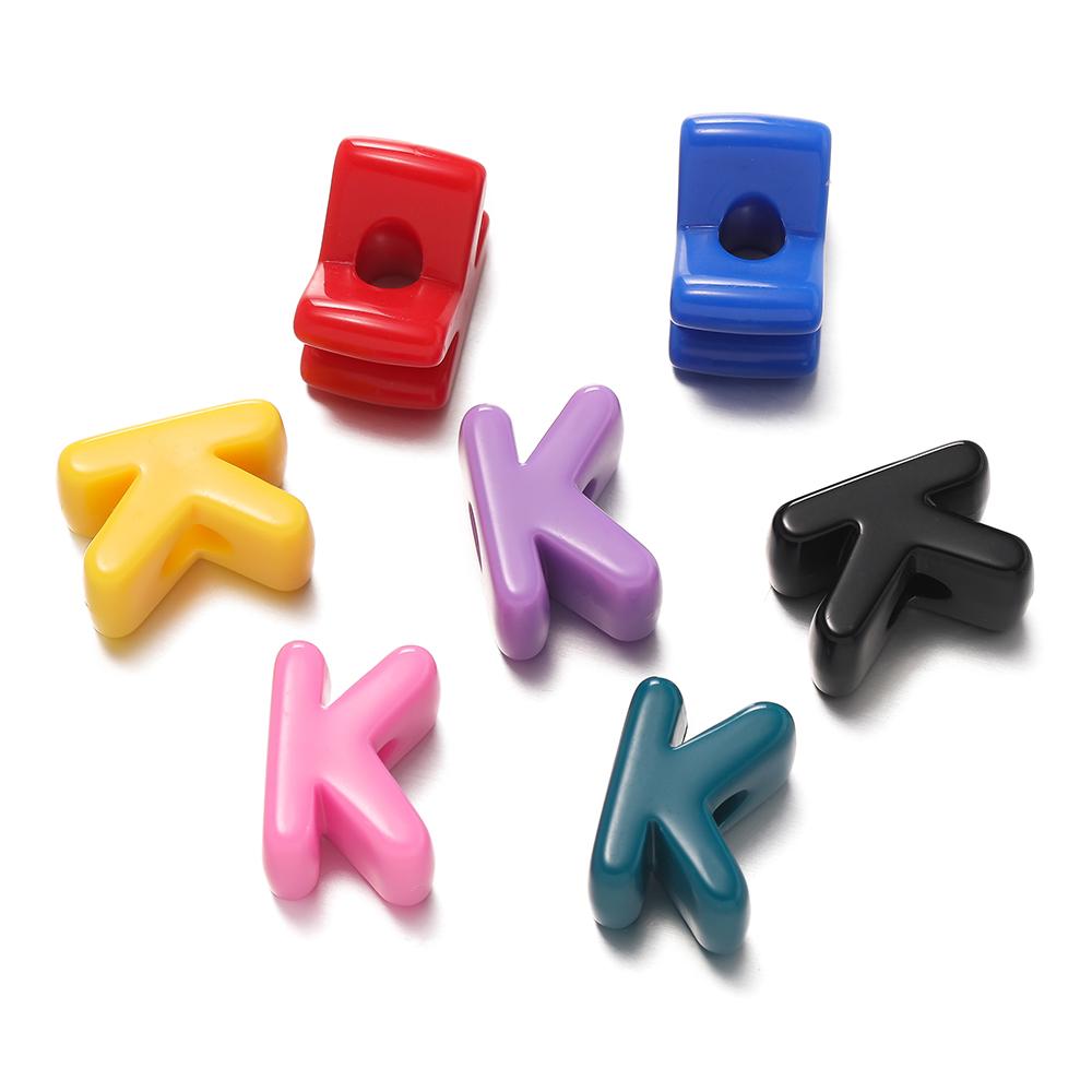 5Pcs A-Z Acrylic Big Hole Letter Beads Mix Colour Loose Spacer Beads for Making Key Chain Bracelet DIY Craft Jewelry Accessories