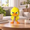 Christmas Duck Figurines Funny Angry Yellow Duck Desk Decors with Yellow Coloring, Contrasting Beaks and Feet, Frowning Features and Striped Neckwear