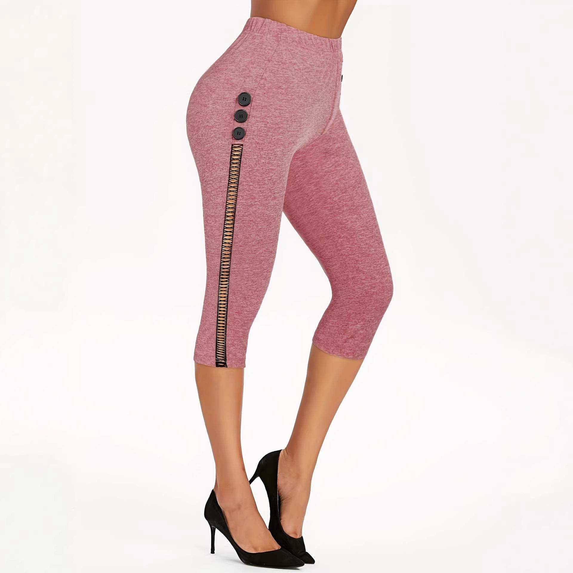 Side cutout yoga pants leggings high waist knitted contrasting lace leggings S
