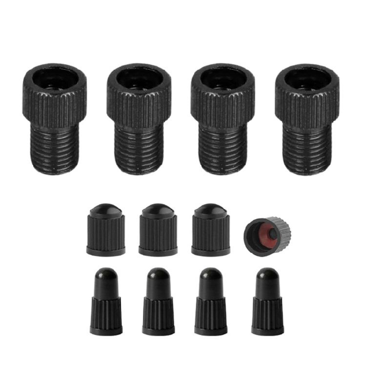 4Pcs Presta To Schrader Bike Valves Adaptor Tire Valves Converter with Caps