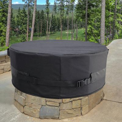 Cubierta redonda impermeable para fogatas, de tela Oxford 600D, resistente a los rayos UV, con hebillas y asas.