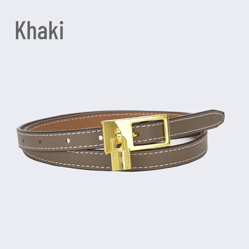 Women's Fashion Leather Belt with Lock Pin Buckle and Adjustable Pockets - Slim All-Match Design
