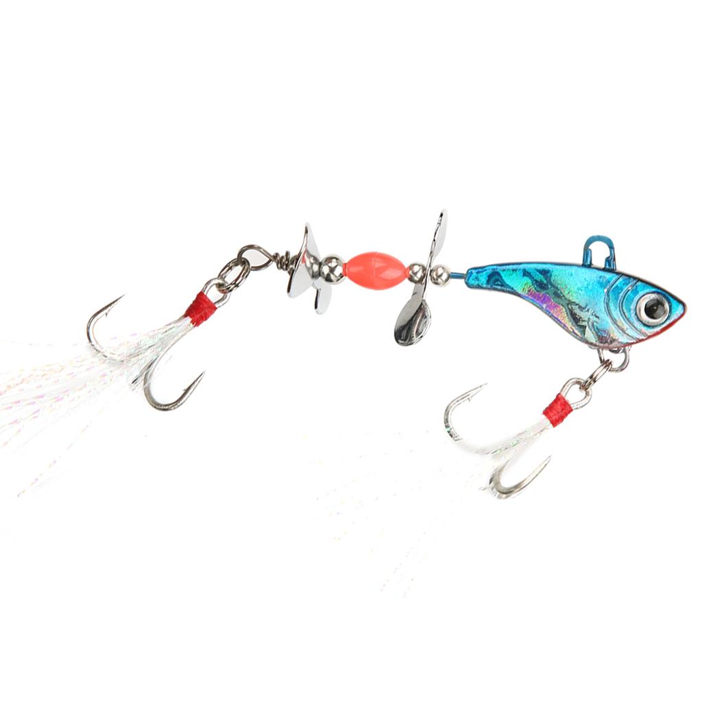 Sequin Luminous Simulation Artificial Fishing Lure Bait with Feather Rotation VIB Fish Shape