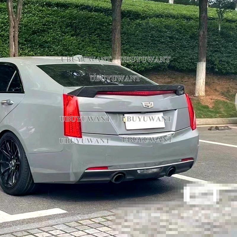 kypxz5 Carbon Fiber Look ABS Plastic Rear Boot Spoiler For Cadillac ATS Sedan 4 Door 2015 -2019 Rear Trunk Lid Trim Wings Spoiler