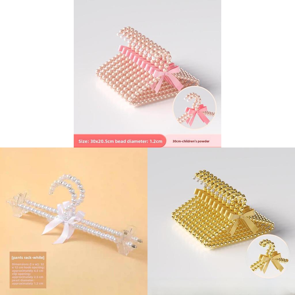 Anna Princess Dress Hangers Set With Pearl Accents For Childs Wardrobe Storage