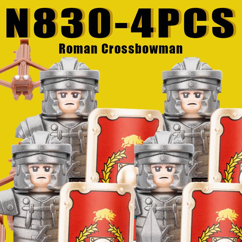 Medieval Military Rome Knights Building Blocks Castle Army Warrior Soldier Figures Crossbowman Shield Sword Legion Bricks Toys