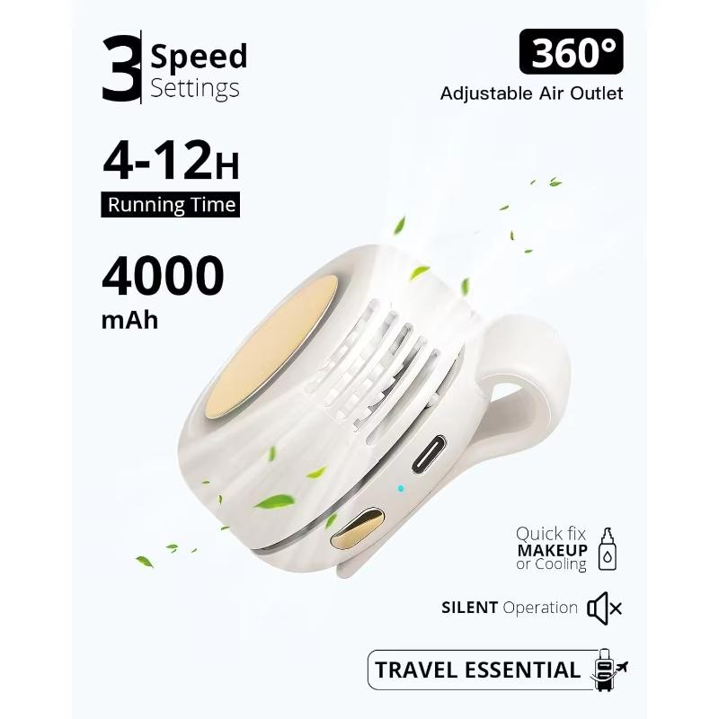 Ventilador Eléctrico Portátil Silencioso Mini Sin Aspas, Ventilador Pequeño con Pinza para Camisa Cintura Mini Ventilador Sin Aspas Ajustable 3 Velocidades Para Exteriores NUEVO
