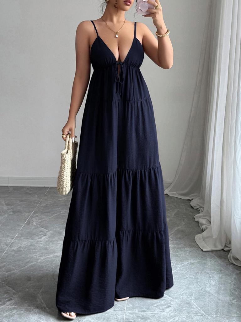 Elegant European & American Strappy Bandeau Long Dress - Autumn/Winter 2026 Women's Collection