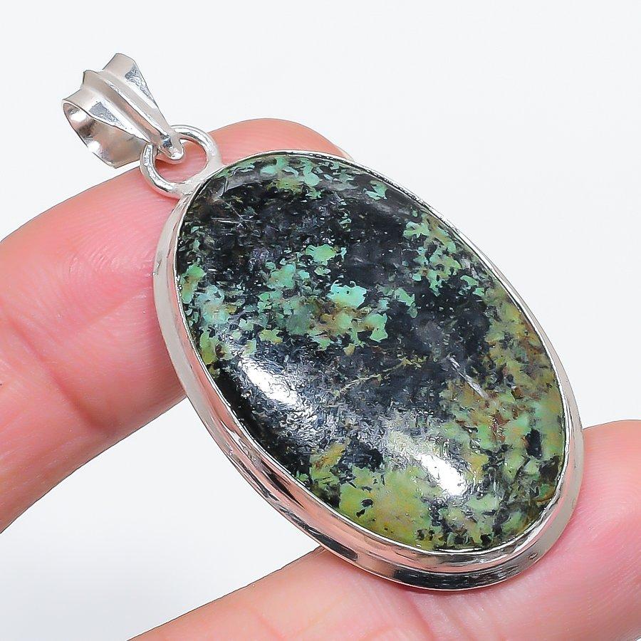 Natural Tibetan Turquoise 925 Sterling Silver Jewelry Pendant 2.17" F5R88