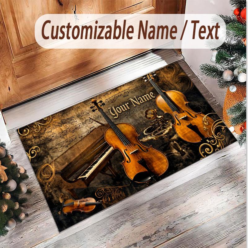 Tappeto in Velluto Morbido di Cristallo Tema Generale Musica Stampa Personalizzata Nome & Testo Tappeto Antiscivolo per Camera da Letto Soggiorno