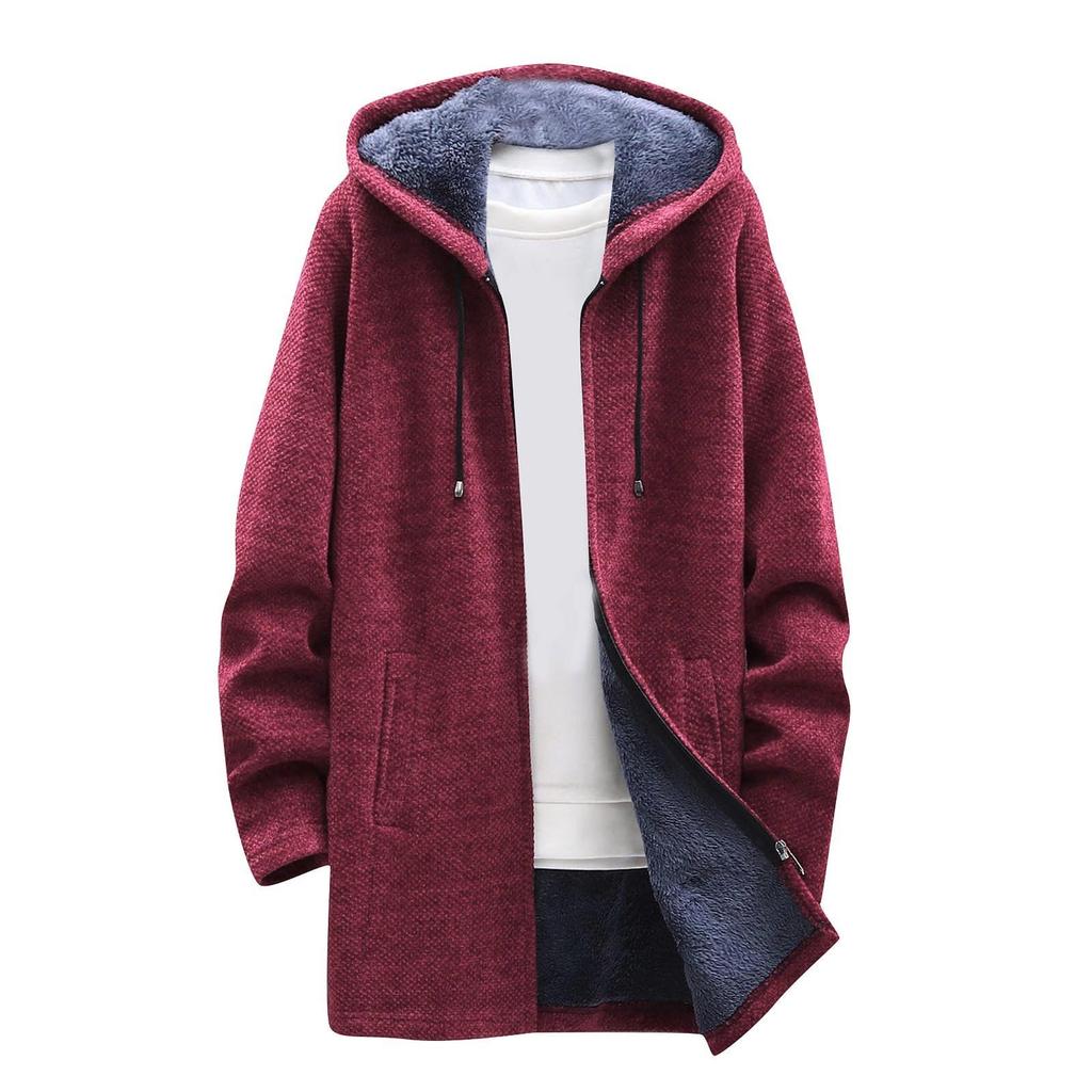 Autumn And Winter Men's Fashion Loose Cardigan Warm Lapel Hooded Jacket Sweater
