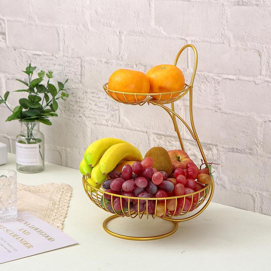 Decorative Fruit Basket Stand Metal Wire Bread Holder Rack Storage Kitchen