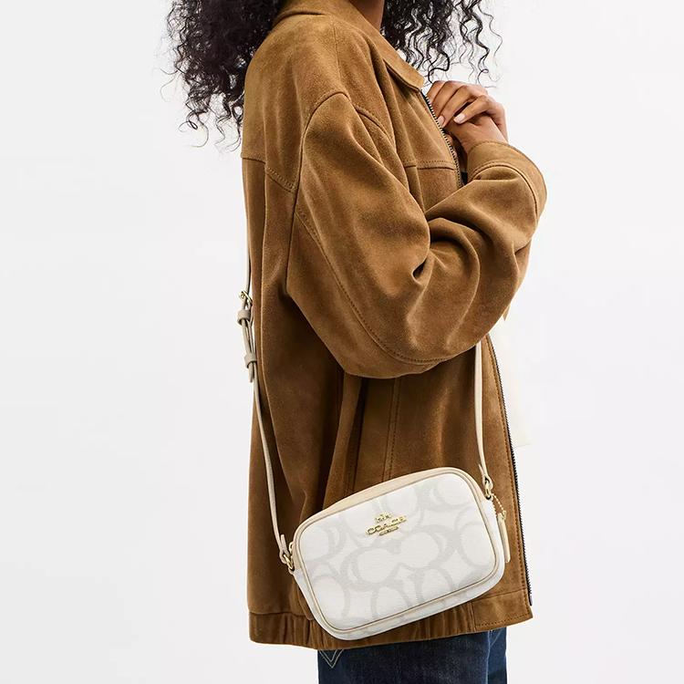 Coach Jamie 20 Adjustable Shoulder Strap Signature Coated Canvas Camera Bag Women shoulder bag Cream-White CBL94-IMIVO