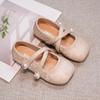 Girls' Chinese Style Soft Sole Leather Loafers - Spring 2026 Princess Flats for Medium & Large Children.
