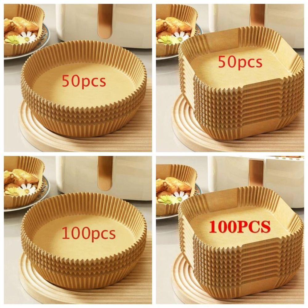 50/100 Pcs Heat Resistant Baking Paper Bowl Non-Stick Oil-Absorbing Paper Air Fryer Paper Oven