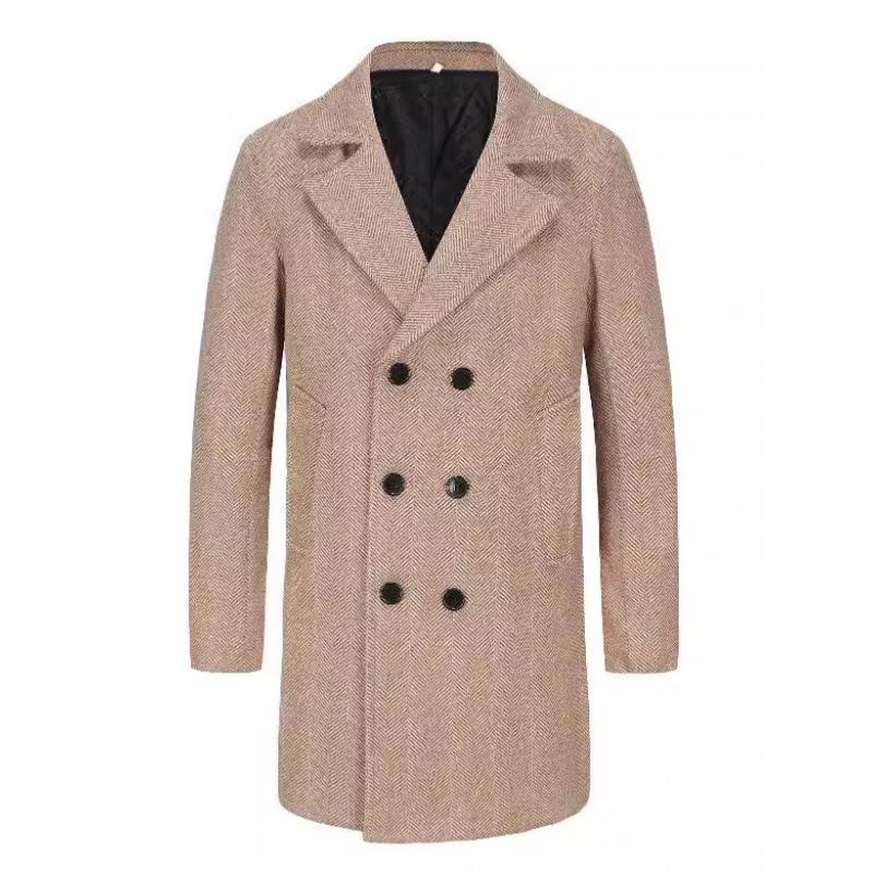 2024 Autumn/Winter Men's Plaid Woolen Coat: Mid-Length, Warm, European Size