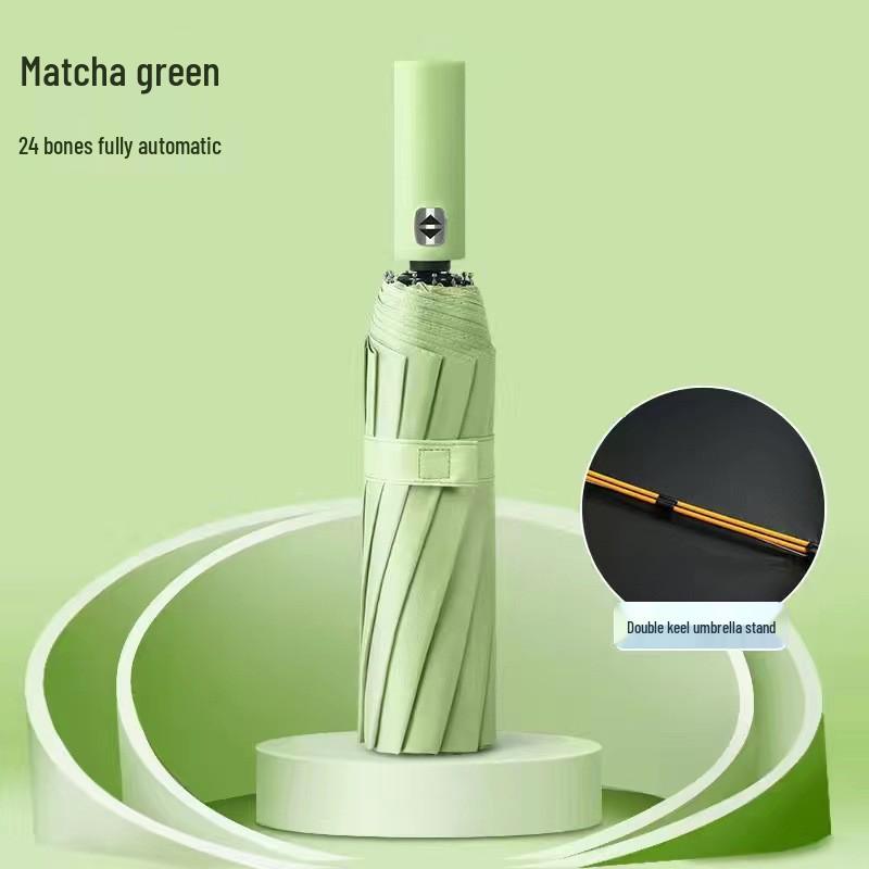 24-Rib Automatic Folding Umbrella: High-End, Large, UV Protection for All Weather