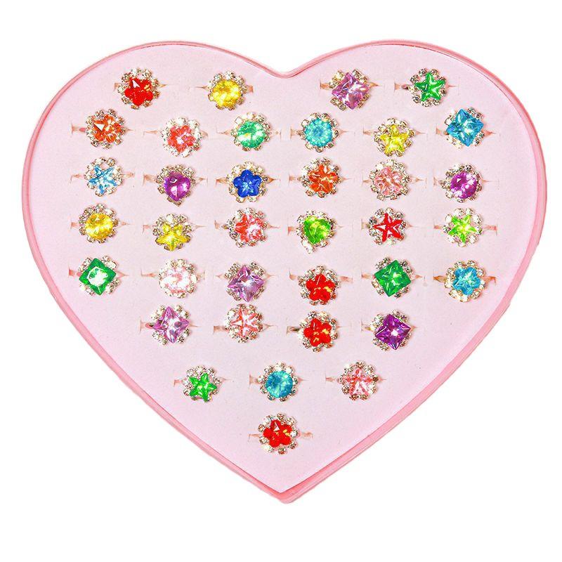 Inele de cristal cu desene animate prințesă pentru fetițe - Cadou de bijuterii pentru copii