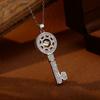 Retro Key Pendant Necklace: Fashionable Luxury Diamond Clavicle Chain for Women