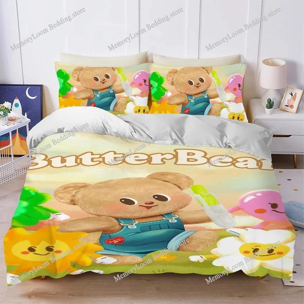 Cartoon Butter Bear Cute Duvet Cover Set Home Style Bedding Soft Laundry Cotton Bed Student Dormitory Gift Home Textileextile741