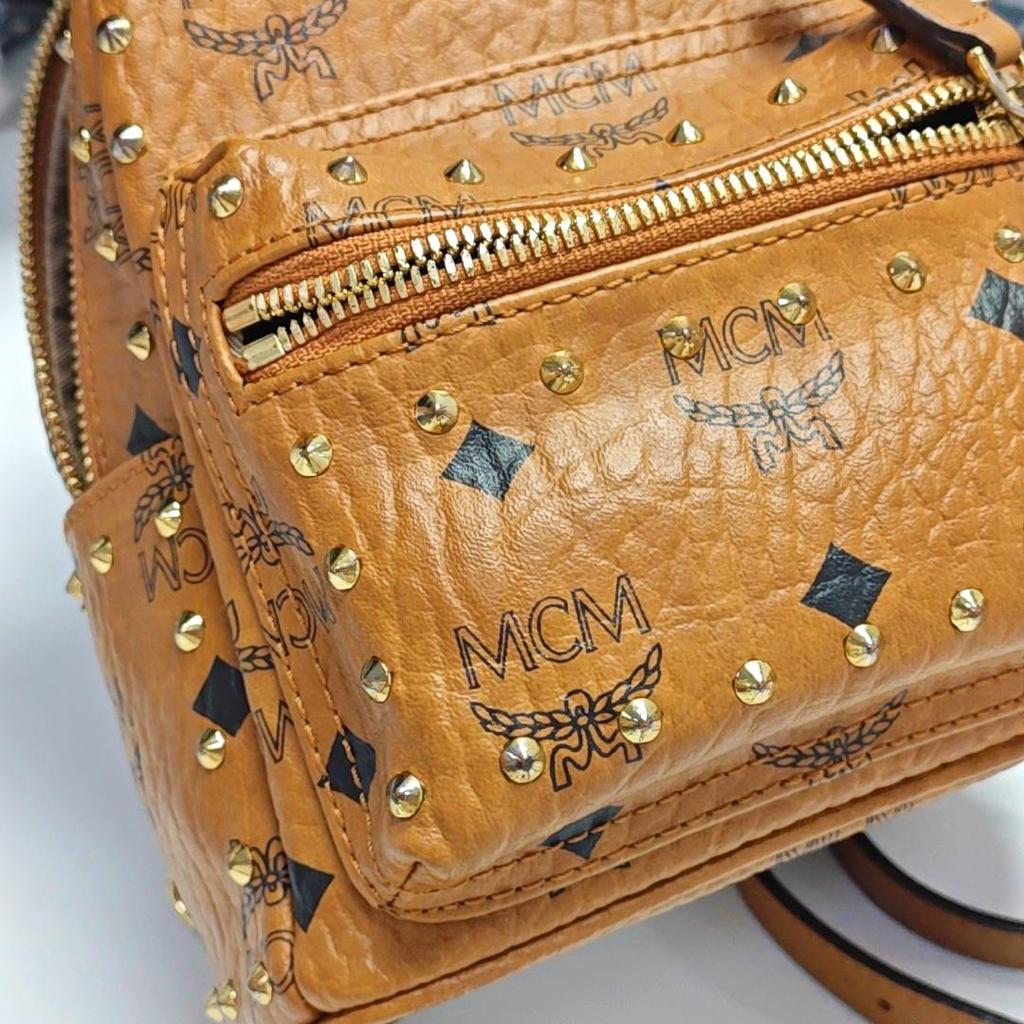 [Pre-Owned] Classic Studded Monogram Print Leather Mini Backpack - Good #A7KIIG