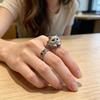 Yousheng Finger Ring Hand-Engraved Cat Decor Women Men Ring with Rhinestone Inlay Smooth Modern Finish Animal Ring Jewelry Gift