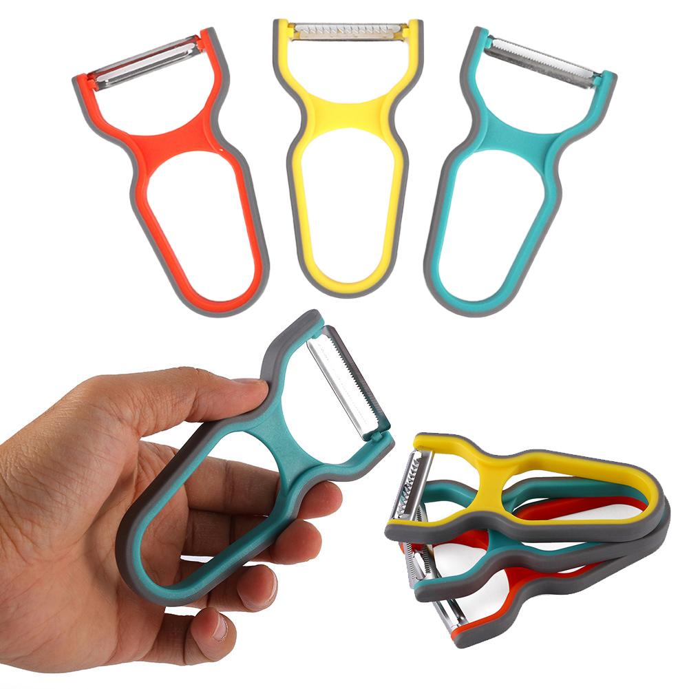 3-in-1 Vegetable Planer, Stainless Steel Multi-function Potato Apple Cucumber Peelers Fruit Chopper Mini Spud Slicer Grater Set