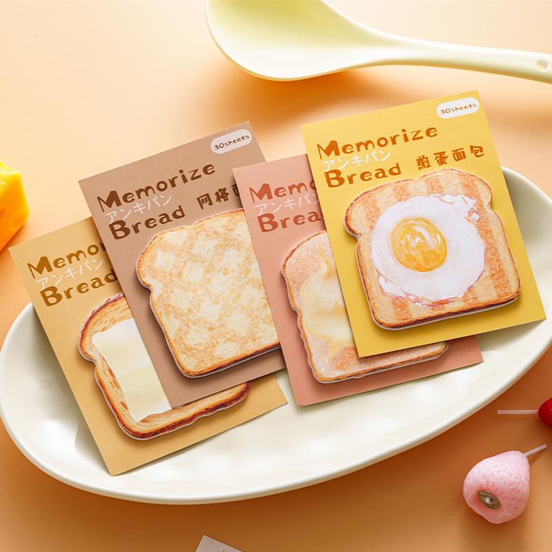Memory Bread Toast Sticky Notes: Irregular Shaped Tearable Notepad for Students and Journals, Ins Style