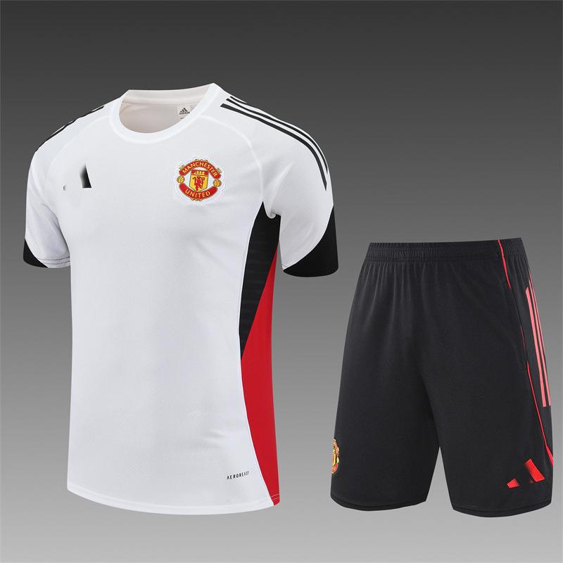 Manchester United Football Suit Custom Autumn And Winter Long-Sleeved Half-Pull Pre-Game Warm-Up Children'S Short-Sleeved Training Suit