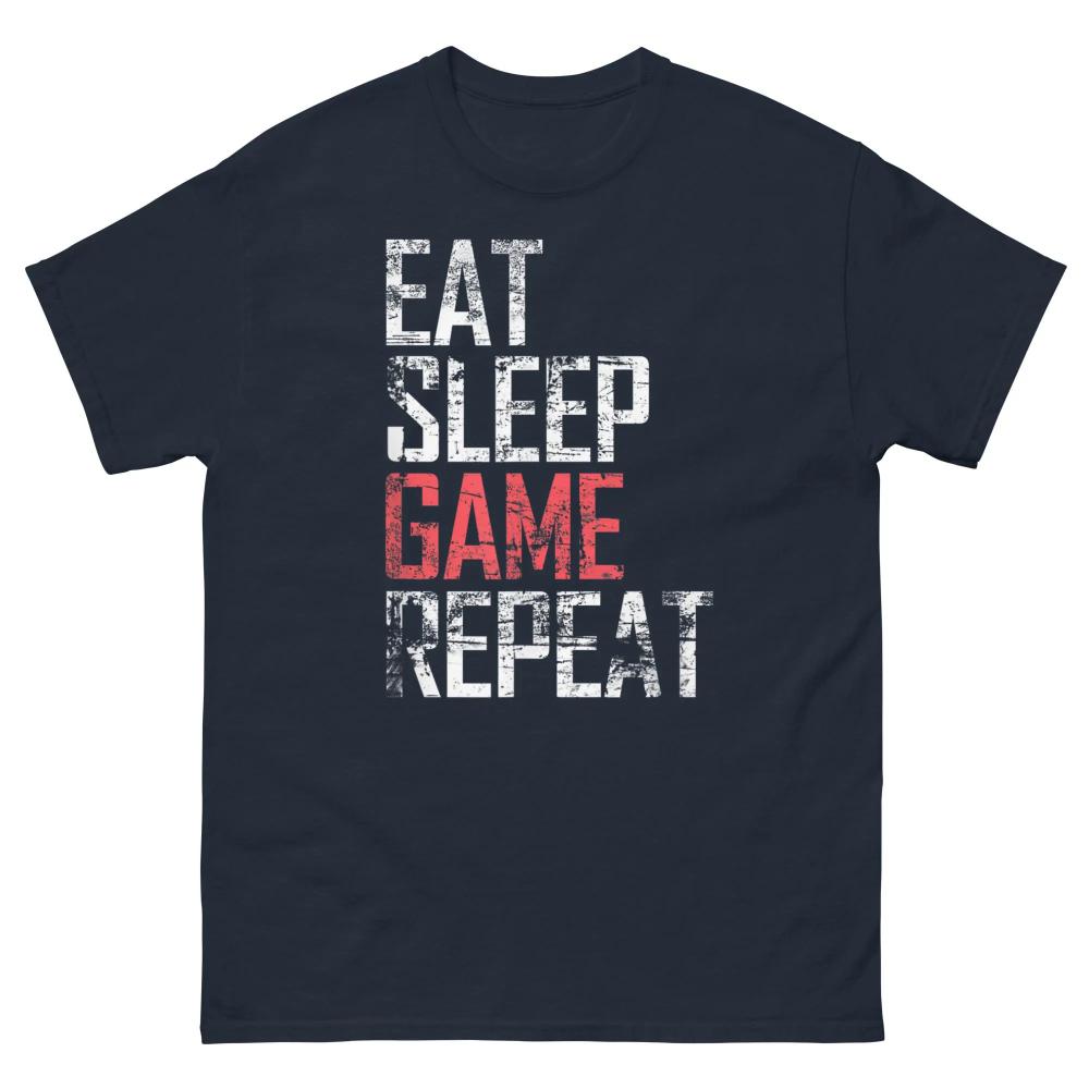 Distressed Gamer TShirt EAT SLEEP GAME Repeat Tee Bold Gaming Life Gift TShirt Graphic Short Sleeve Unisex Women AllSeason