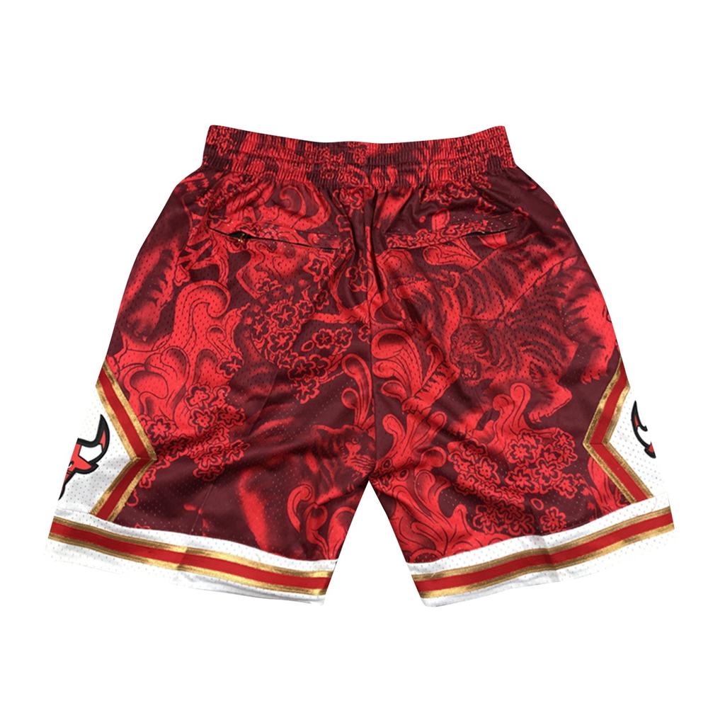 Retro Embroidered Drawstring Cropped Basketball Shorts Training Shorts