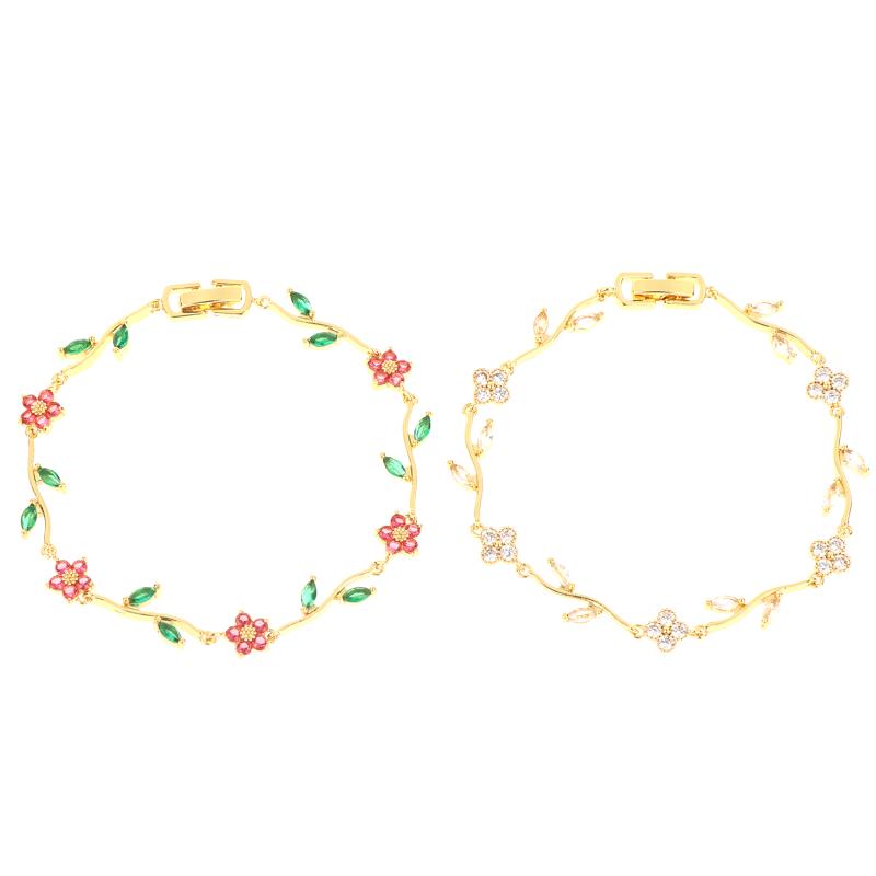 Multiple Color Flower  Branch Leaf Bracelet Dopamine Niche Women'S Bangle Jewelry Gifts