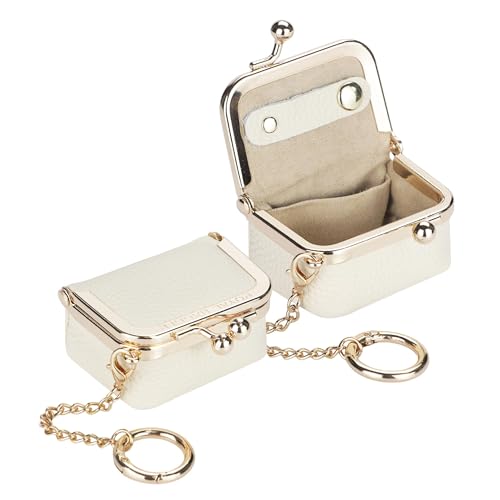 Royal Bagger Genuine Leather Mini Jewelry Box Women's Coin Purse Solid Color Kiss Lock Change Pouch Casual Style Small Storage Bag for Women 1894