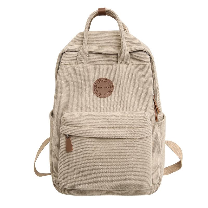 Schoolbag Korean Version Trendy Cool Corduroy Backpack Casual Student Schoolbag Corduroy Portable Trendy Backpack College Style Bag