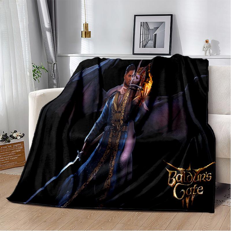 Baldur Gate3 Game Gamer Cartoon 3D Blanket,Soft Throw Blanket for Home Bedroom Bed Sofa Picnic Travel Office Cover Blanket Kids