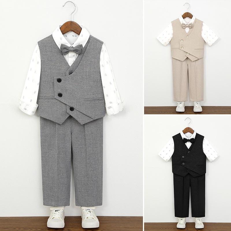 Boys Irregular Vest Suit Set 2-12 Y School Kids Gentleman Formal Outfit for Wedding Birthday Party Performance Children Blazers