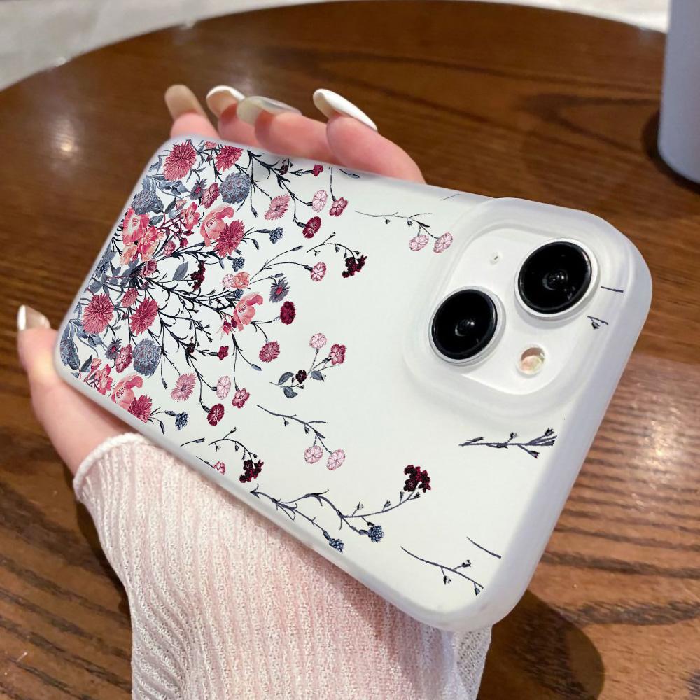 Pouzdra na mobilní telefon pro iPhone 11 13 15 Pro Max 12 14 Pro Max Pouzdro iPhone 16 15 Plus 13 Pro 12 Matná textura Malované kreslené květiny