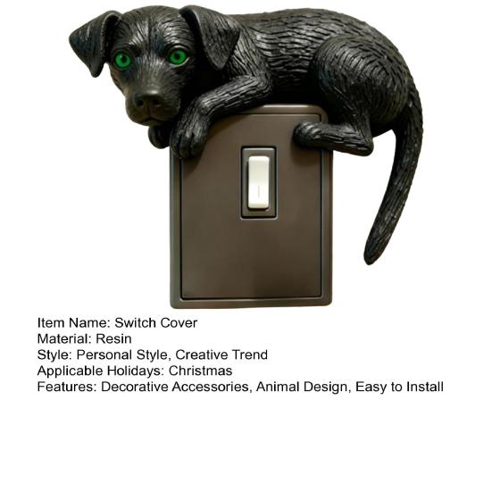 Black Cat Switch Cover 3D Dog Light Switch Cover Animal Toggle Switch Plate Cover Home Office Room Decorative Accessories