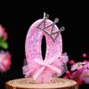 Pink Crown Bow Birthday Candle with Noble Number - Cake Decoration