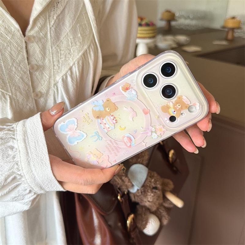 Blush Bear Magnetic Phone Case for iPhone 17/16 Pro Max/15/14 New Model